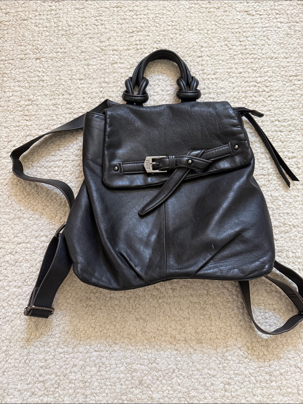 Aimee Kestenberg Black Leather Women's Backpack/Purse - Classic Everyday Bag